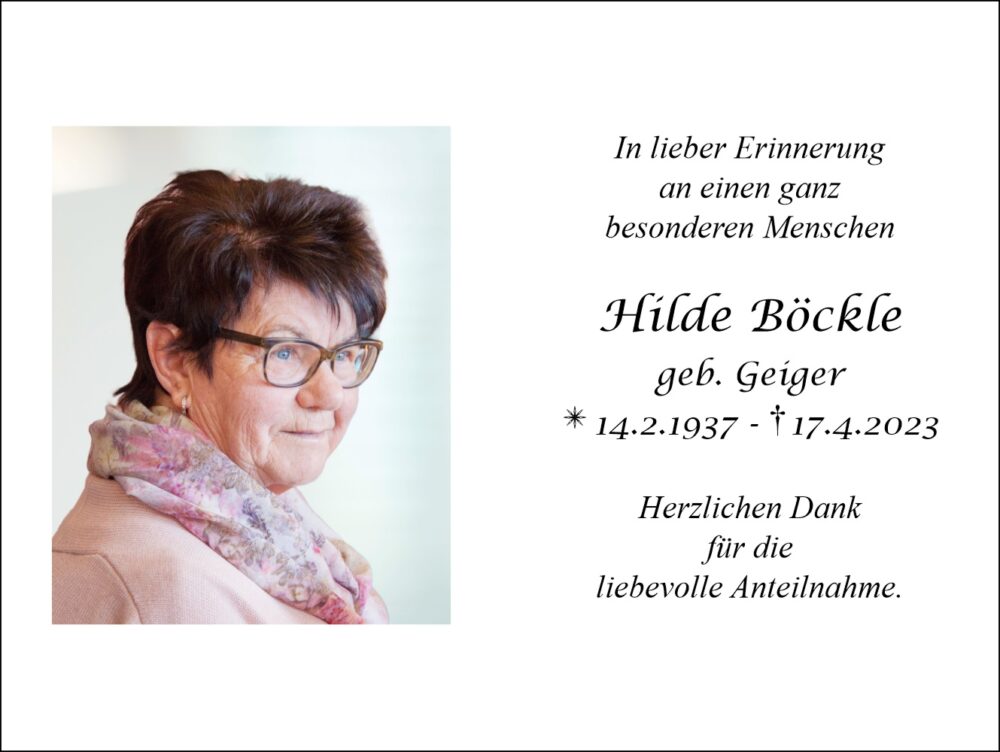 Sterbebild vonHilde Böckle geb. Geiger